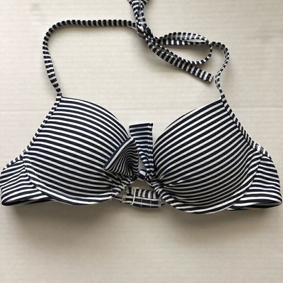 Aerie dark blue/white striped pushup bikini 34B - Picture 3 of 7